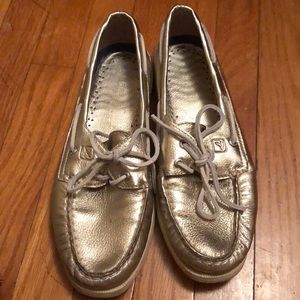 Sperry metallic gold boat shoes